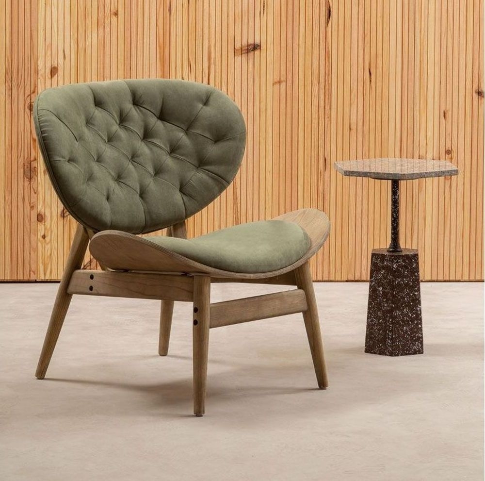 Product photograph of Lomita Green Chair Velvet Fabric Upholstered With Grey Elm Wooden Legs from Choice Furniture Superstore.