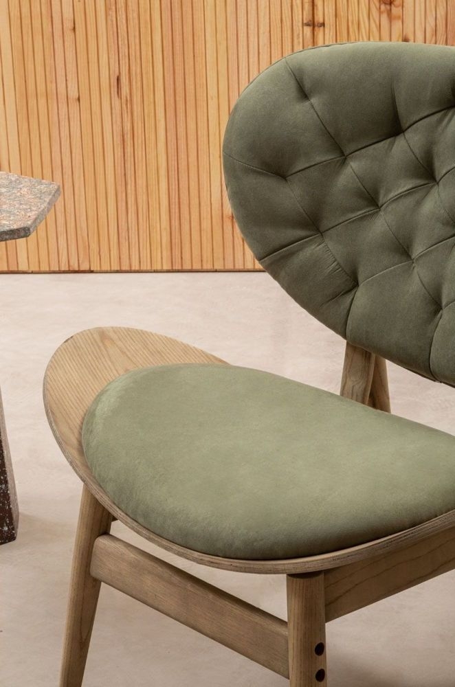 Product photograph of Lomita Green Chair Velvet Fabric Upholstered With Grey Elm Wooden Legs from Choice Furniture Superstore.