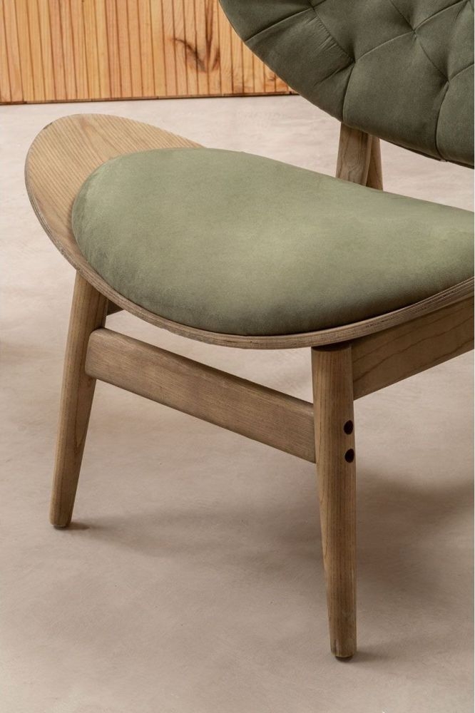 Product photograph of Lomita Green Chair Velvet Fabric Upholstered With Grey Elm Wooden Legs from Choice Furniture Superstore.