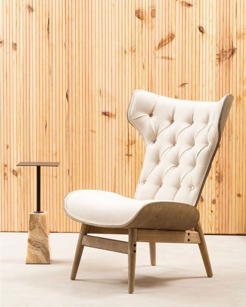 Product photograph of Lomita Beige Fabric Winged Back Chair from Choice Furniture Superstore.
