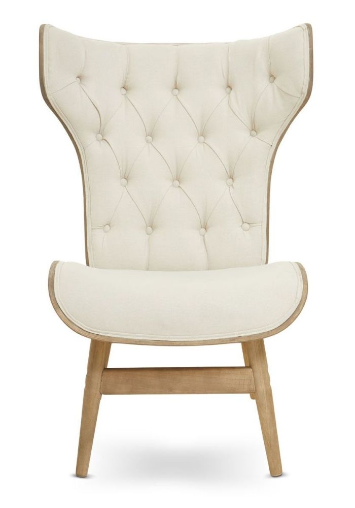 Product photograph of Lomita Beige Fabric Winged Back Chair from Choice Furniture Superstore.