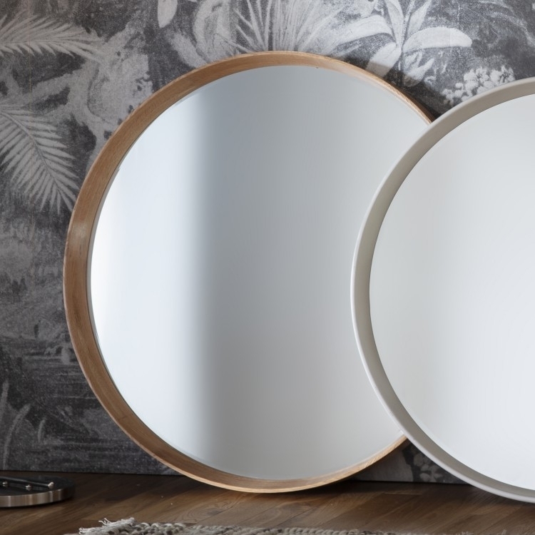 Product photograph of Clearance - Keaton Oak Round Mirror - 100cm X 100cm - M6 from Choice Furniture Superstore.