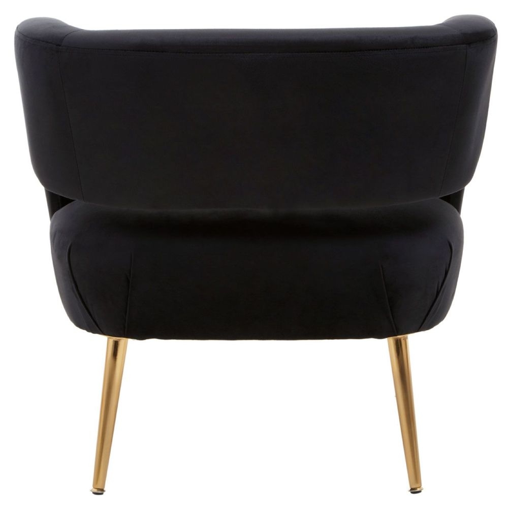 Product photograph of Roxana Black Accent Chair Velvet Fabric Upholstered With Gold Metal Legs from Choice Furniture Superstore.