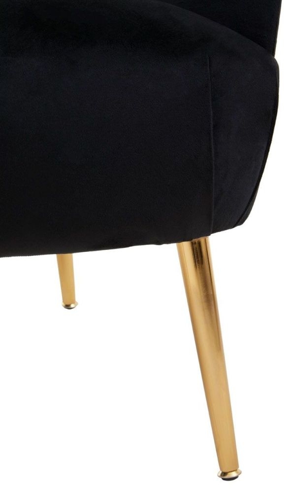 Product photograph of Roxana Black Accent Chair Velvet Fabric Upholstered With Gold Metal Legs from Choice Furniture Superstore.