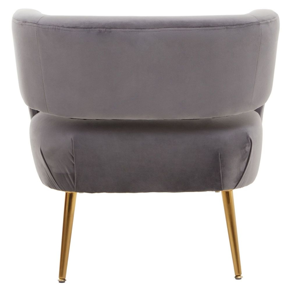 Product photograph of Roxana Grey Velvet Fabric Accent Chair With Metal Legs from Choice Furniture Superstore.