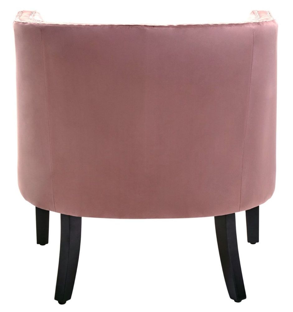 Product photograph of Roxana Pink Studded Accent Chair Velvet Fabric Upholstered With Black Wooden Legs from Choice Furniture Superstore.