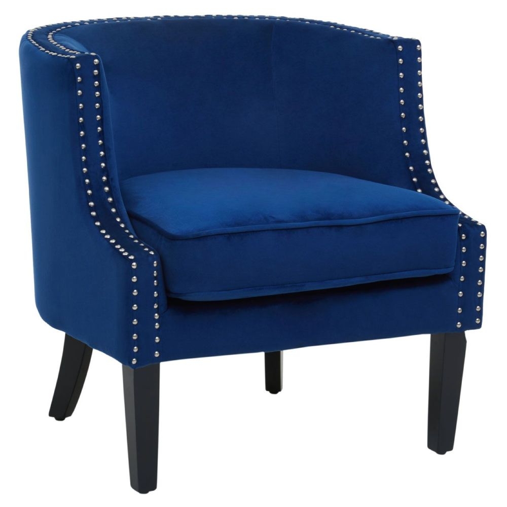 Product photograph of Roxana Blue Velvet Fabric Studded Accent Chair from Choice Furniture Superstore.