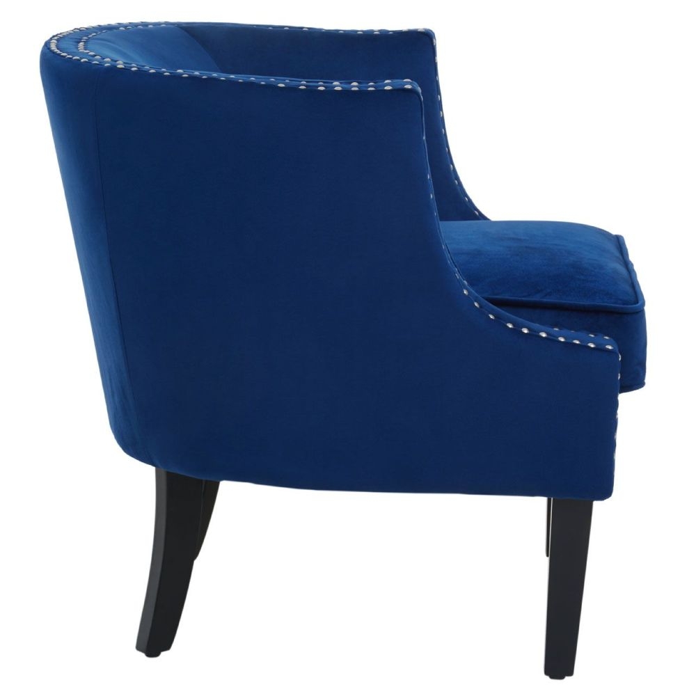 Product photograph of Roxana Blue Velvet Fabric Studded Accent Chair from Choice Furniture Superstore.