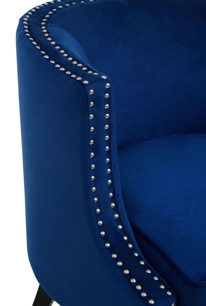 Product photograph of Roxana Blue Velvet Fabric Studded Accent Chair from Choice Furniture Superstore.