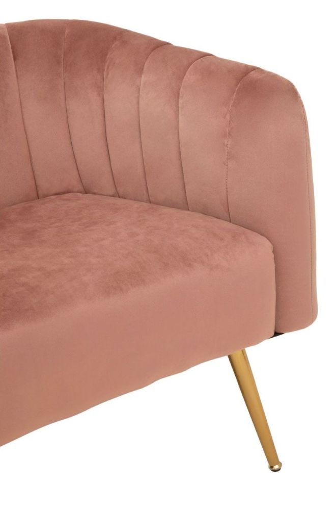 Product photograph of Roxana Pink 2 Seater Sofa Velvet Fabric Upholstered With Gold Metal Legs from Choice Furniture Superstore.
