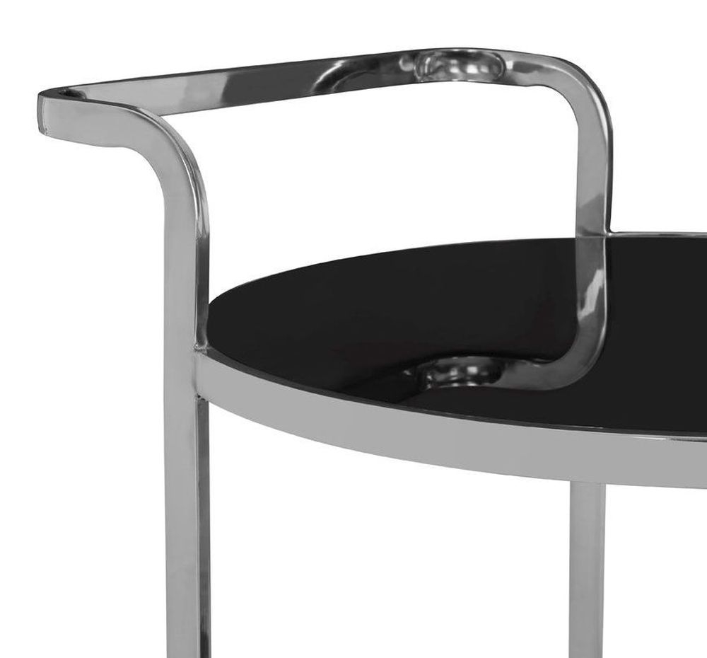 Product photograph of Artesia Black Glass And Chrome Drinks Trolley 2 Tier from Choice Furniture Superstore.