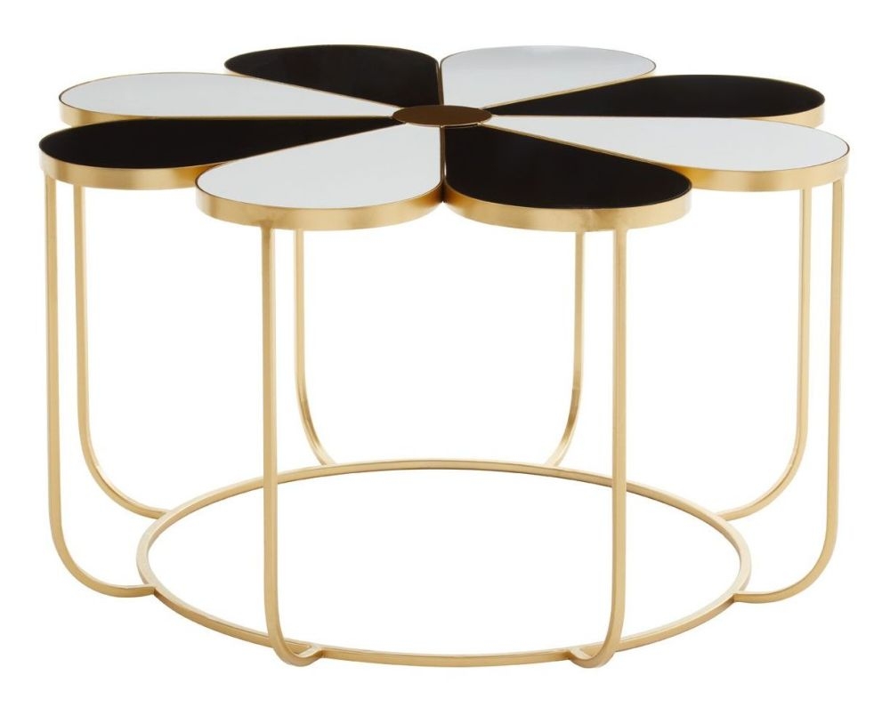 Product photograph of Jordan Black And White Flower Coffee Table from Choice Furniture Superstore.