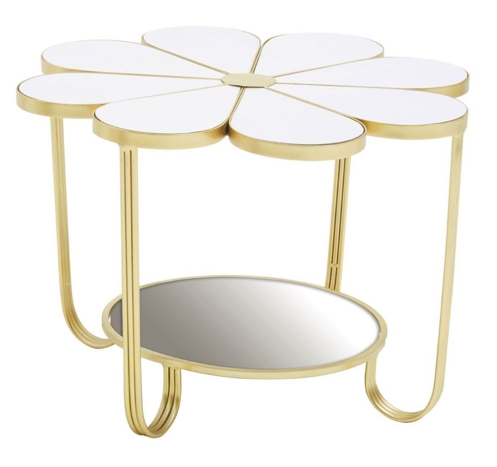 Product photograph of Jordan White Petal Flower Shape Side Table With Gold Frame from Choice Furniture Superstore.