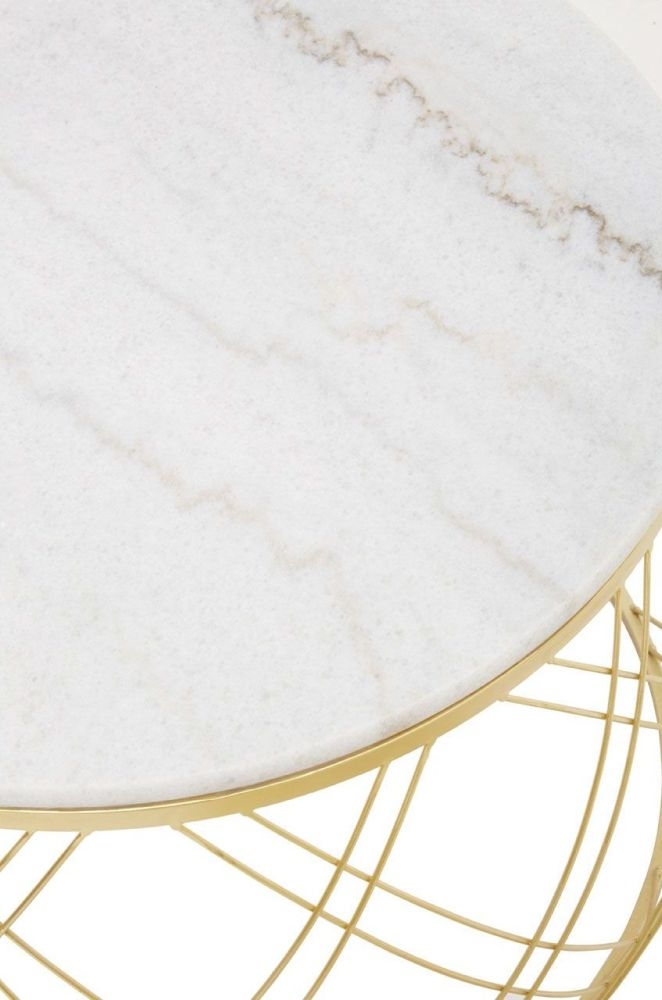 Product photograph of Jordan Set Of 2 White Marble Round Side Tables With Geomatric Base from Choice Furniture Superstore.