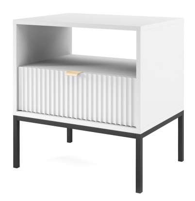 Product photograph of Kiron White Matt 1 Drawer Bedside Cabinet from Choice Furniture Superstore.