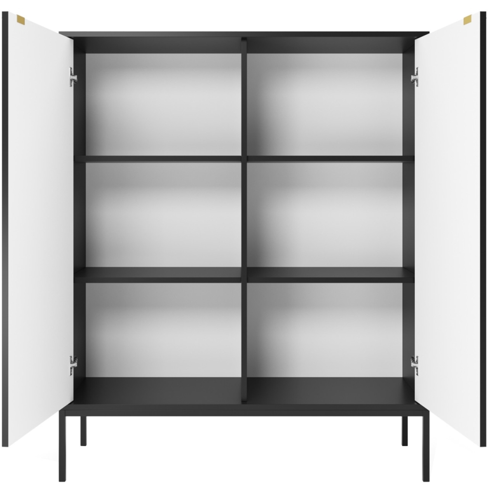 Product photograph of Kiron Black Ribbed 2 Door Highboard Cabinet from Choice Furniture Superstore.