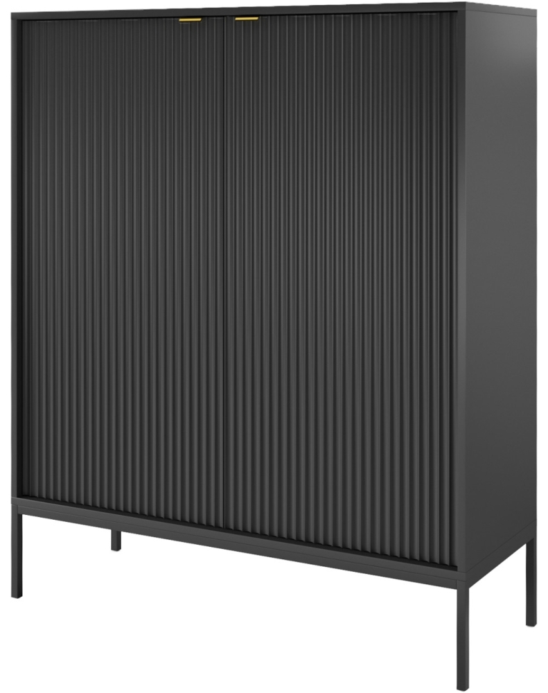 Product photograph of Kiron Black Ribbed 2 Door Highboard Cabinet from Choice Furniture Superstore.