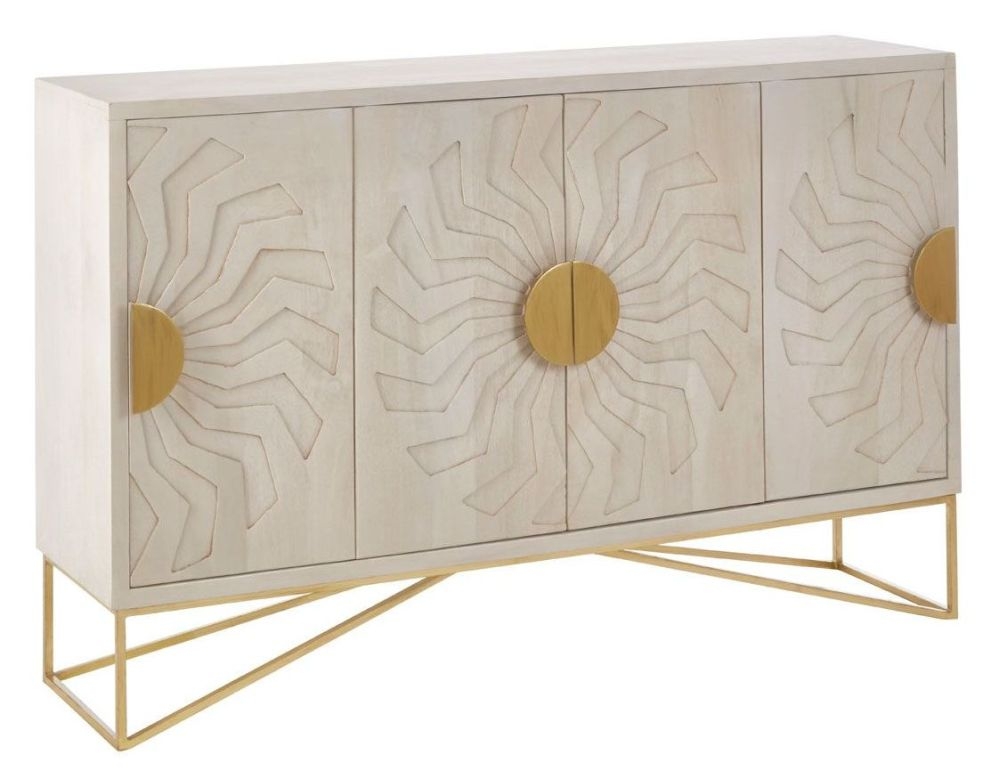 Product photograph of Mesita Whitewash Mango Wood Medium Sideboard 150cm W With 4 Doors from Choice Furniture Superstore.