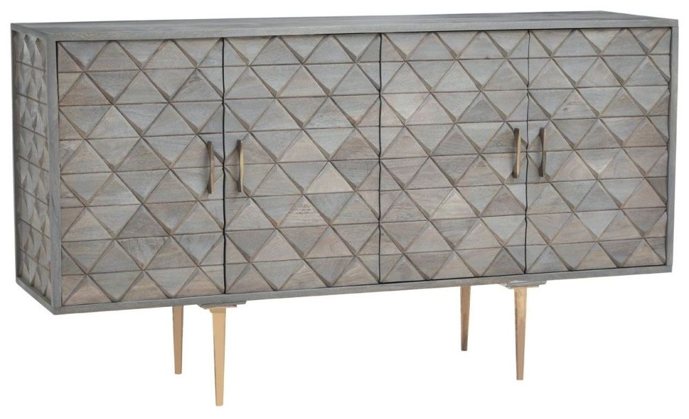 Product photograph of Angier Mango Wood Geometric Medium Sideboard 152cm W With 4 Doors from Choice Furniture Superstore.