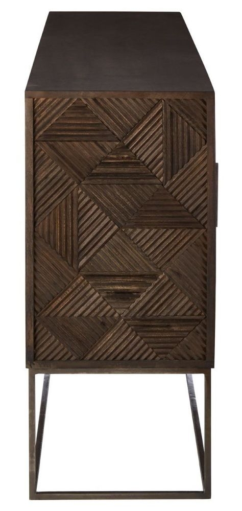 Product photograph of Gila Solid Mango Wood Geometric Medium Sideboard 150cm W With 4 Doors from Choice Furniture Superstore.