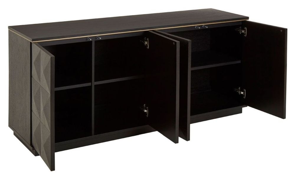 Product photograph of Hasty Brown Rubberwood Large Sideboard 160cm W With 4 Doors from Choice Furniture Superstore.