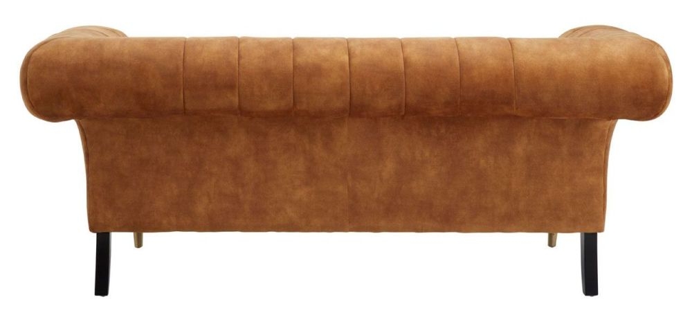 Product photograph of Briar Brown 2 Seater Sofa Velvet Fabric Upholstered With Black Wooden Gold Cone Trim Legs from Choice Furniture Superstore.