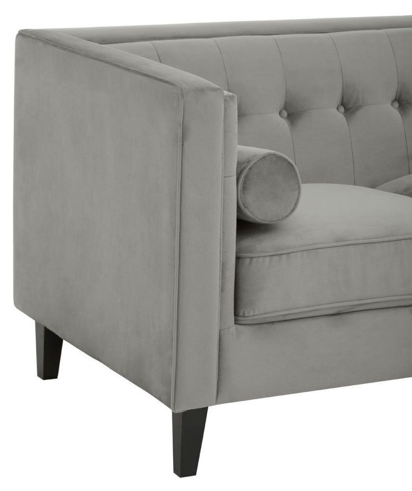 Product photograph of Jansen Grey 3 Seater Sofa Velvet Fabric Upholstered from Choice Furniture Superstore.