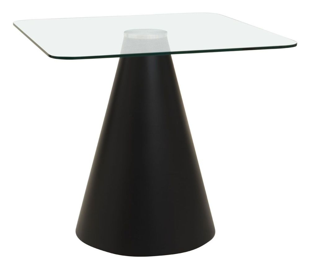 Product photograph of Irrigon Glass 2 Seater Square Dining Table With Black Cone Base from Choice Furniture Superstore.