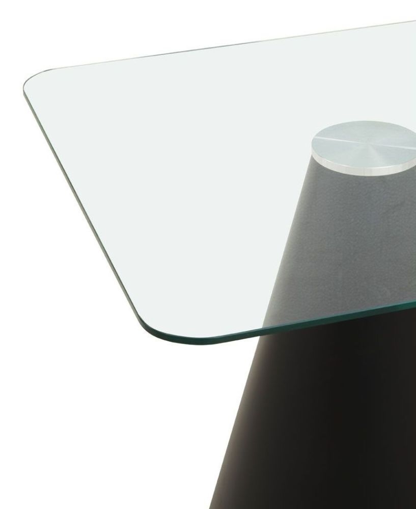 Product photograph of Irrigon Glass 2 Seater Square Dining Table With Black Cone Base from Choice Furniture Superstore.