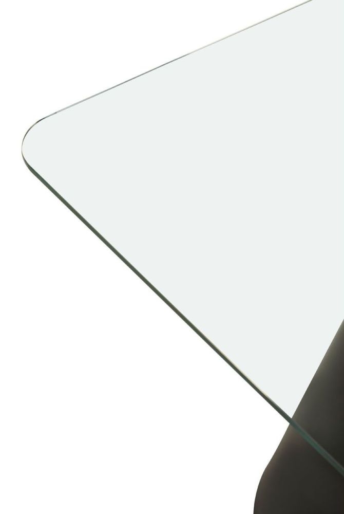 Product photograph of Irrigon Glass 2 Seater Square Dining Table With Black Cone Base from Choice Furniture Superstore.