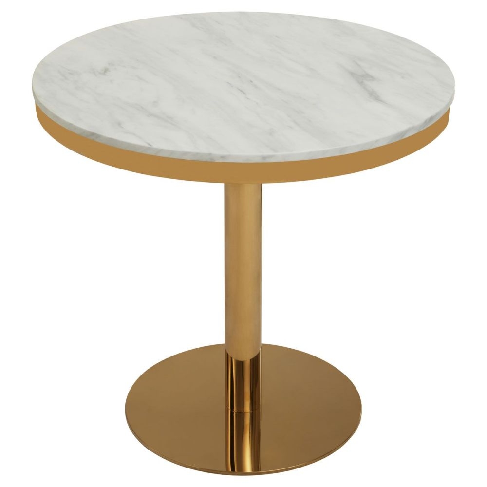 Product photograph of Prairie White Marble 2 Seater Round Dining Table With Gold Base from Choice Furniture Superstore.