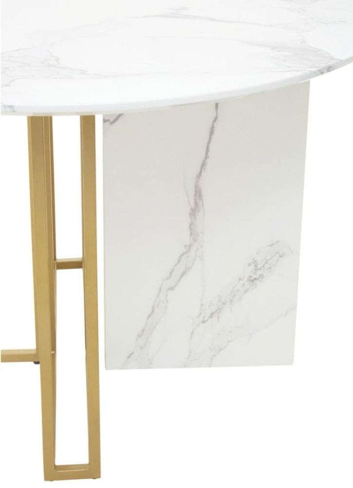 Product photograph of Arona White Marble And Gold Dining Table 120cm Seats 4 Diners Round Top from Choice Furniture Superstore.