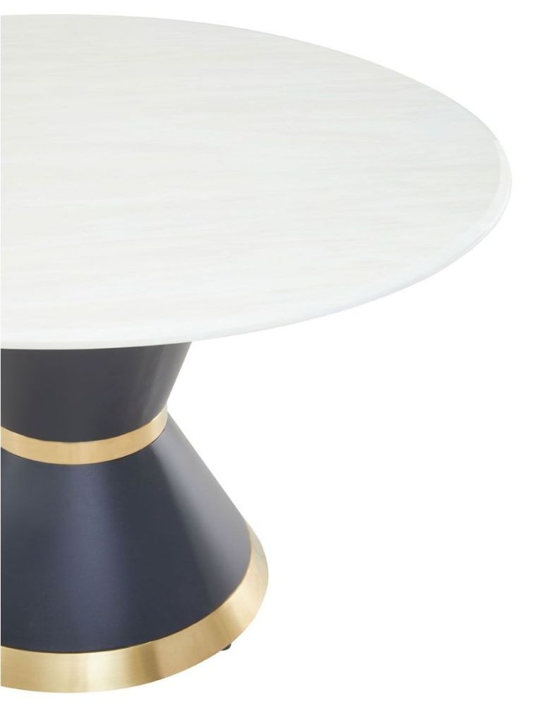 Product photograph of Lolita White Marble 4 Seater Round Pedestal Dining Table from Choice Furniture Superstore.