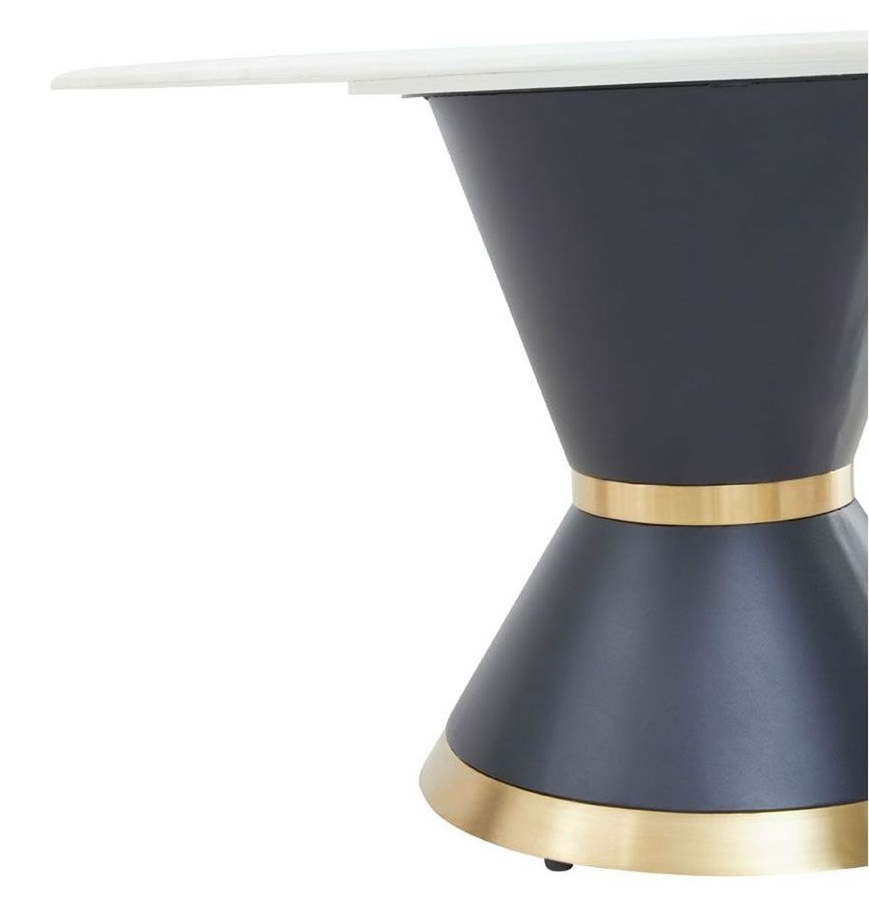 Product photograph of Lolita White Marble 4 Seater Round Pedestal Dining Table from Choice Furniture Superstore.