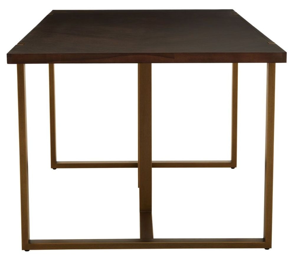 Product photograph of Artois Acacia Wood 6 Seater Dining Table With Antique Brass Chevron Base from Choice Furniture Superstore.
