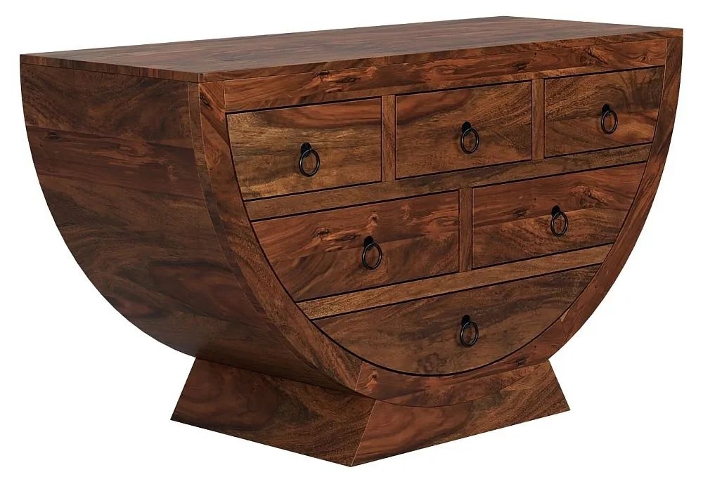 Product photograph of Maharani Sheesham Half Round Bowl Chest Indian Wood - 6 Drawers from Choice Furniture Superstore.