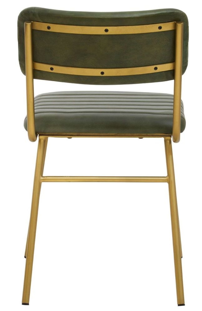 Product photograph of Havre Green Dining Chair Genuine Real Buffalo Leather With Gold Metal Legs Sold In Pairs from Choice Furniture Superstore.