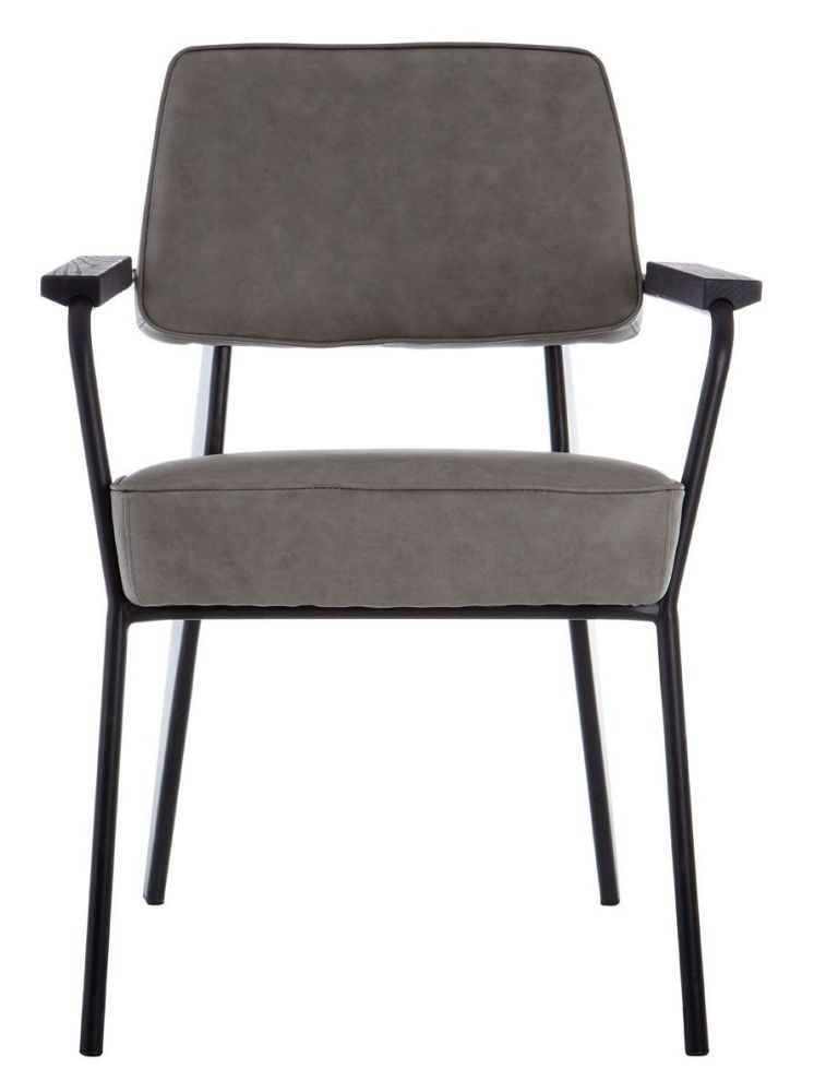 Product photograph of Angier Grey Faux Leather Armchair With Black Metal Legs from Choice Furniture Superstore.