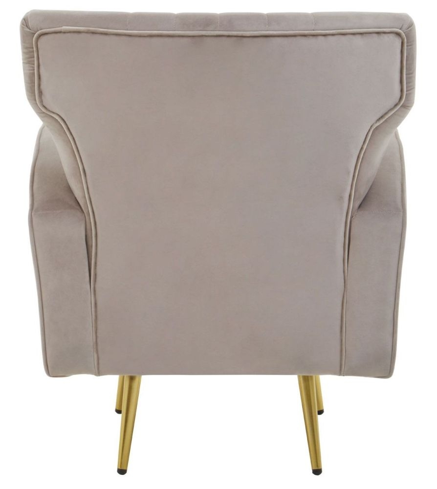 Product photograph of Kendrick Mink Velvet Armchair With Gold Metal Legs from Choice Furniture Superstore.