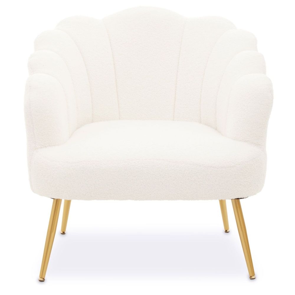Product photograph of Richey White Teddy Seashell Armchair With Gold Legs from Choice Furniture Superstore.
