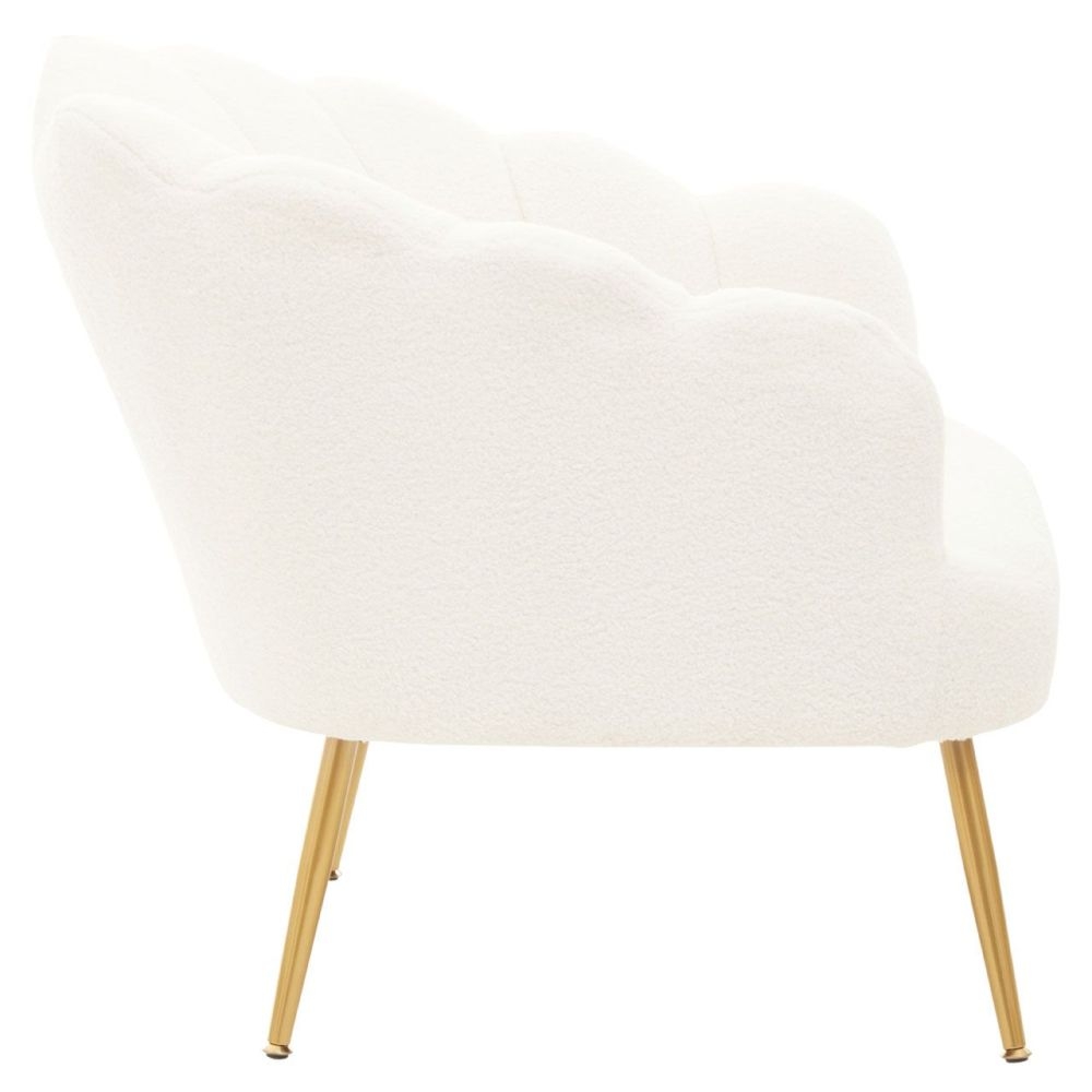 Product photograph of Richey White Teddy Seashell Armchair With Gold Legs from Choice Furniture Superstore.
