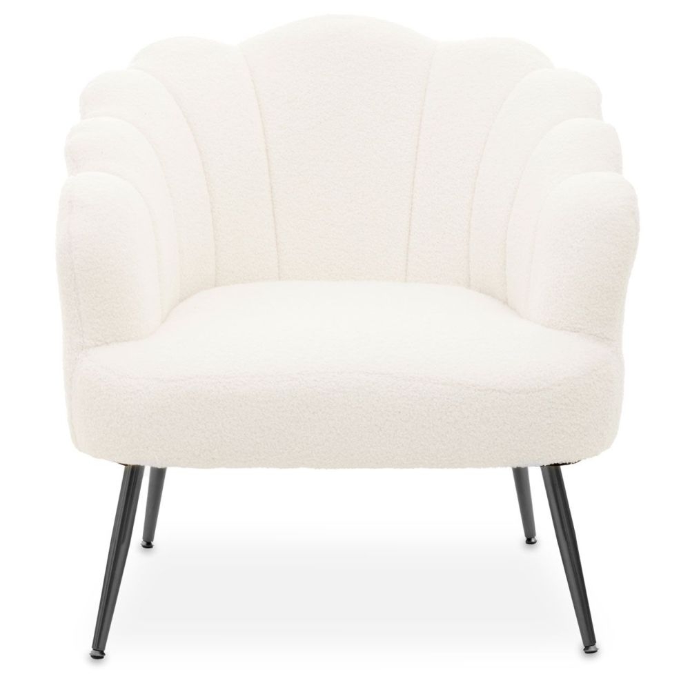 Product photograph of Richey White Teddy Seashell Armchair With Black Legs from Choice Furniture Superstore.