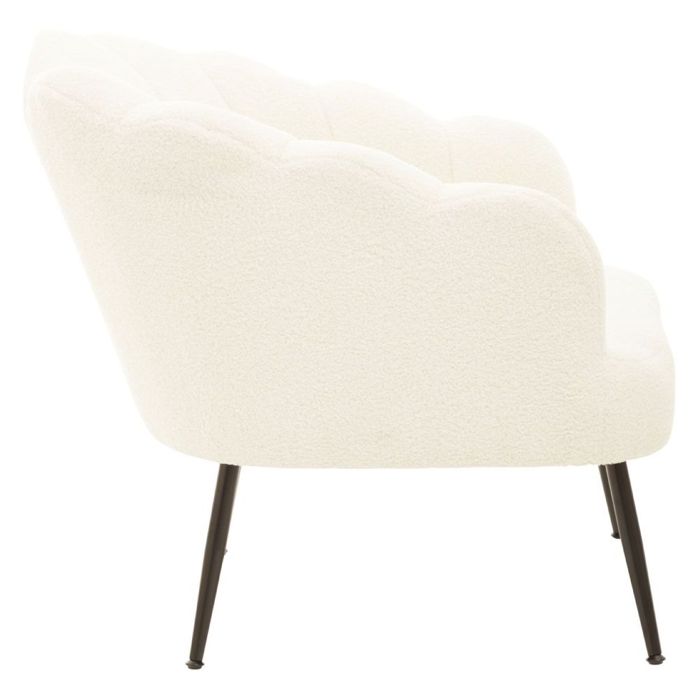 Product photograph of Richey White Teddy Seashell Armchair With Black Legs from Choice Furniture Superstore.