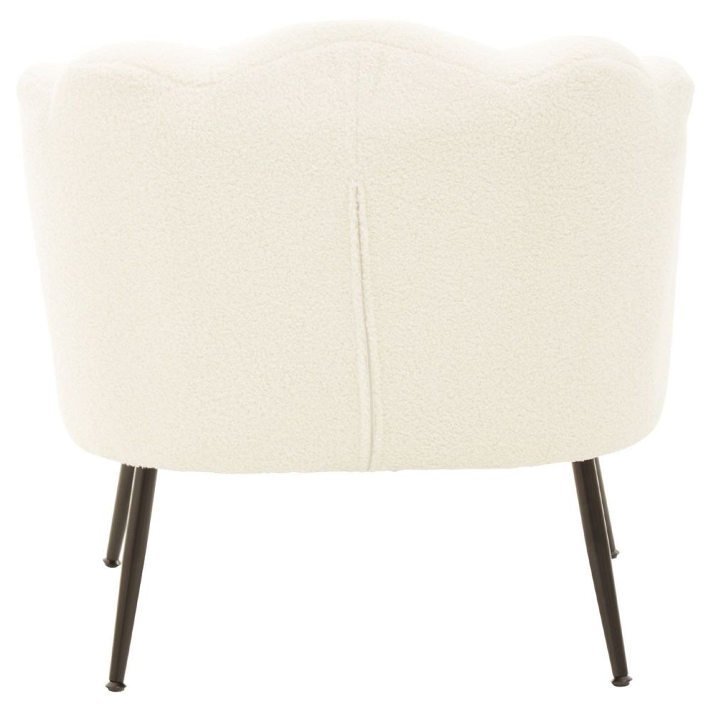 Product photograph of Richey White Teddy Seashell Armchair With Black Legs from Choice Furniture Superstore.