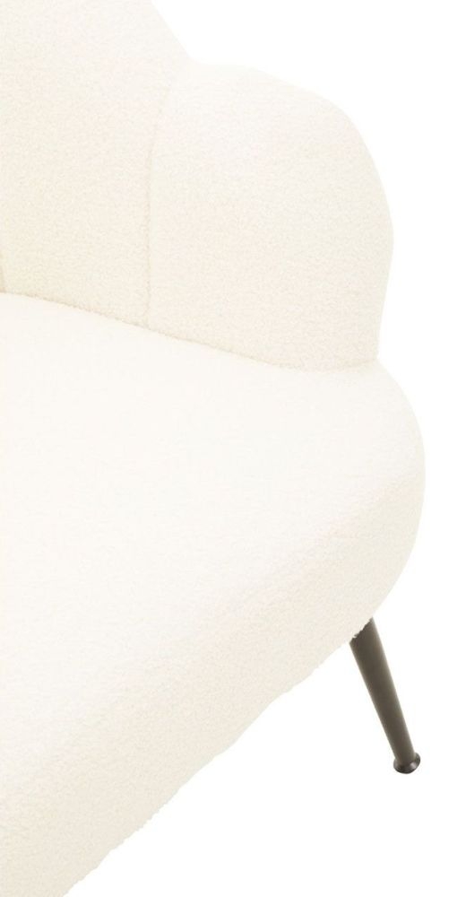 Product photograph of Richey White Teddy Seashell Armchair With Black Legs from Choice Furniture Superstore.