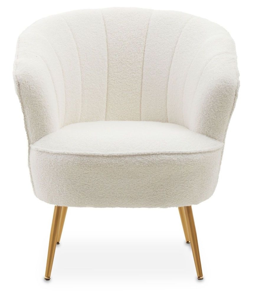 Product photograph of Richey White Teddy Channel Armchair With Gold Legs from Choice Furniture Superstore.