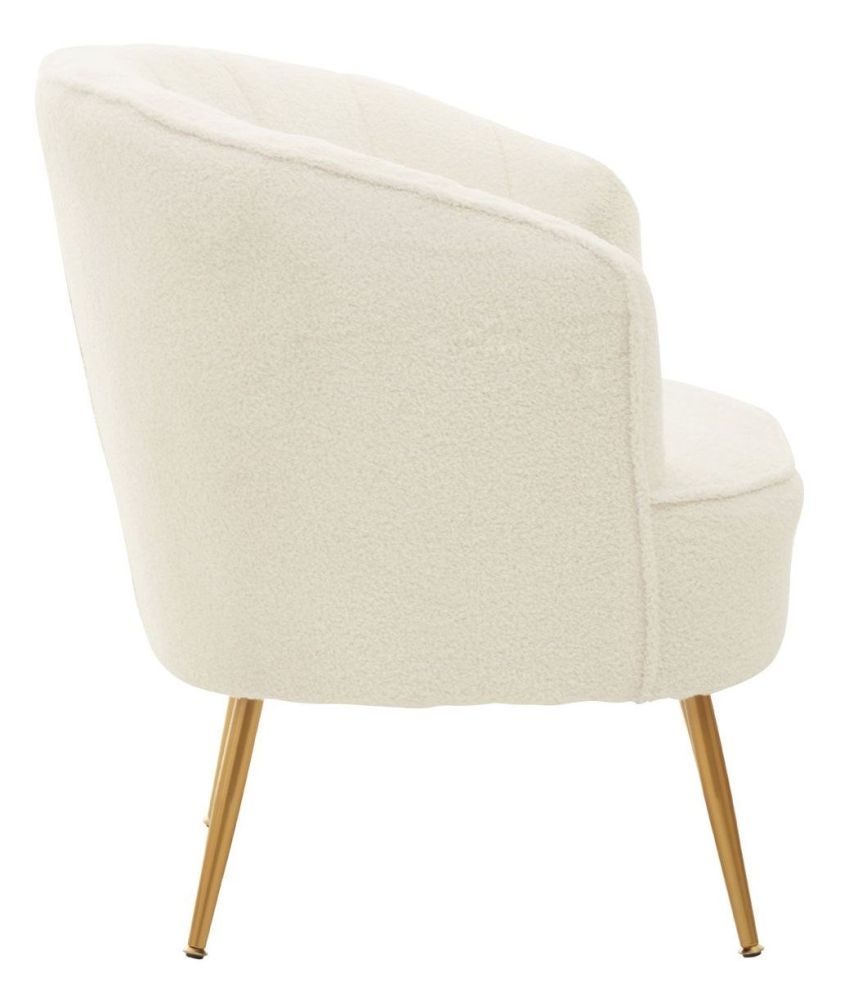 Product photograph of Richey White Teddy Channel Armchair With Gold Legs from Choice Furniture Superstore.