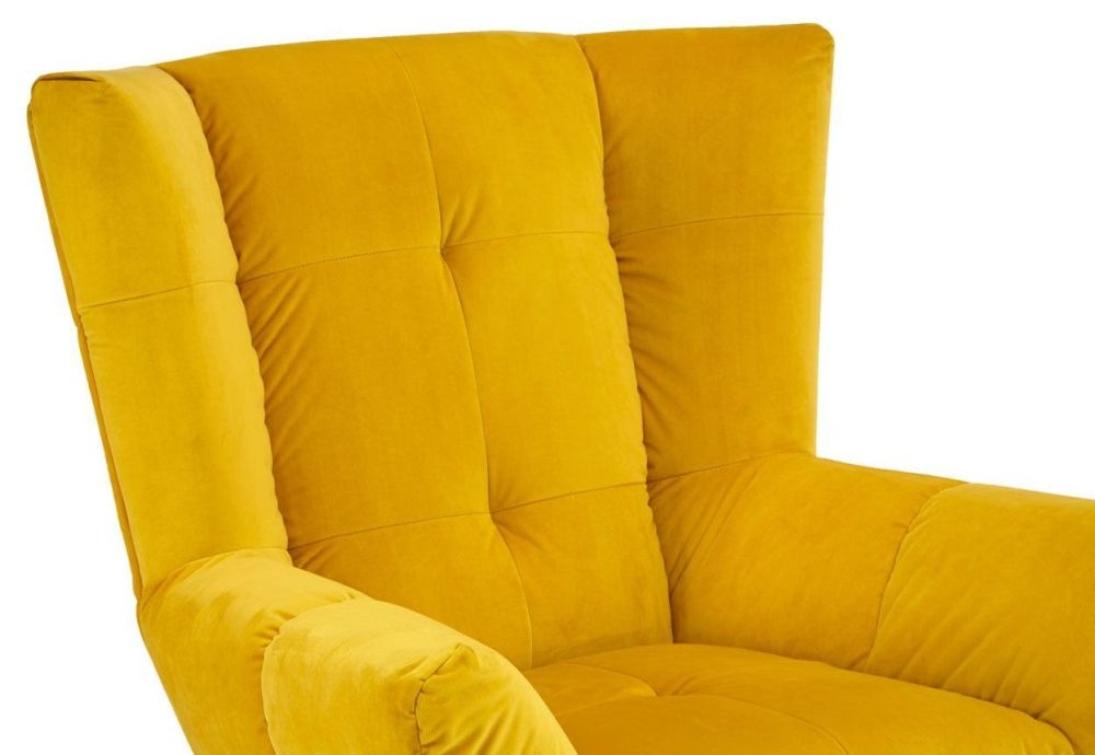 Product photograph of Terlton Yellow Fabric Armchair With Black Metal Legs from Choice Furniture Superstore.