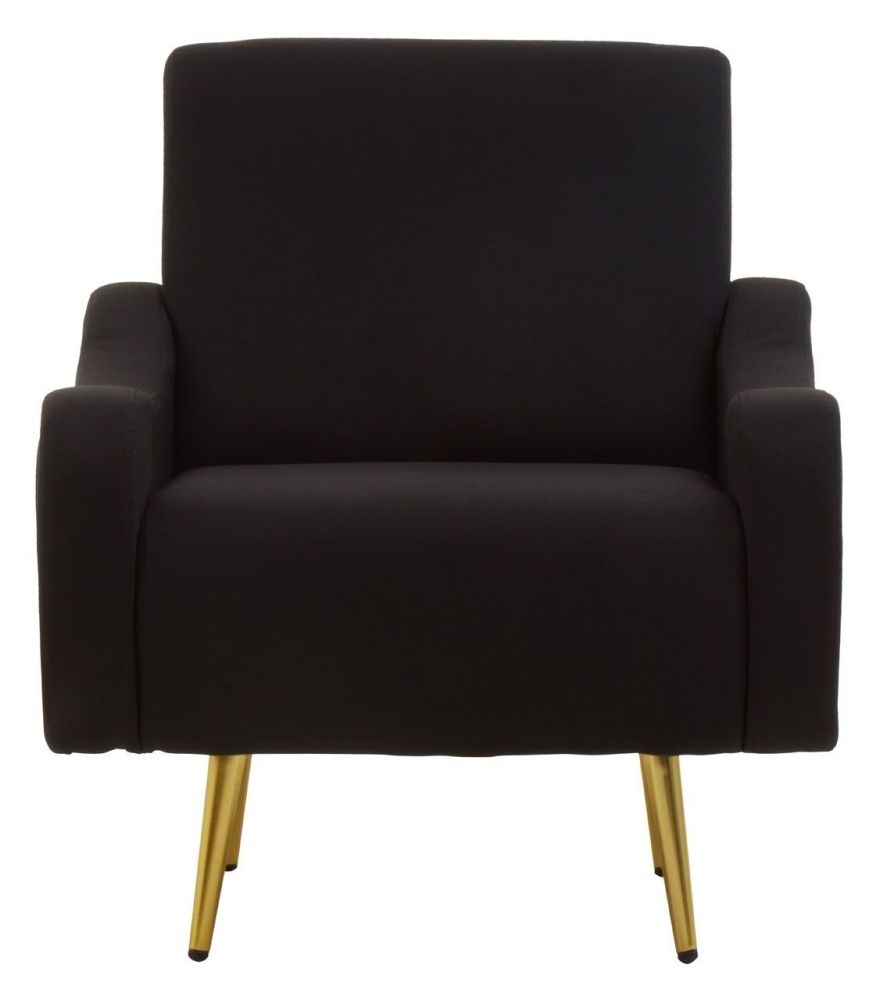 Product photograph of Zeigler Black Fabric Armchair With Black Metal Legs from Choice Furniture Superstore.