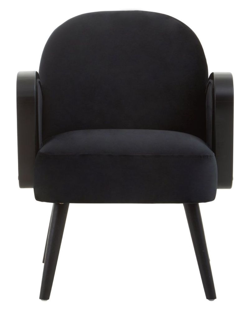 Product photograph of Blevins Black Velvet Fabric Upholstered Armchair from Choice Furniture Superstore.